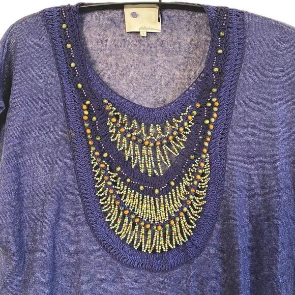 3.1 Phillip Lim Oversized 100% Linen Beaded Neckline Tunic Sz L - Picture 2 of 12